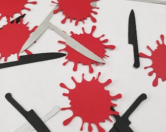 Blood splatter confetti,  Murder Mystery confetti, Friday the 13th party, Halloween party,  horror party, Horror confetti