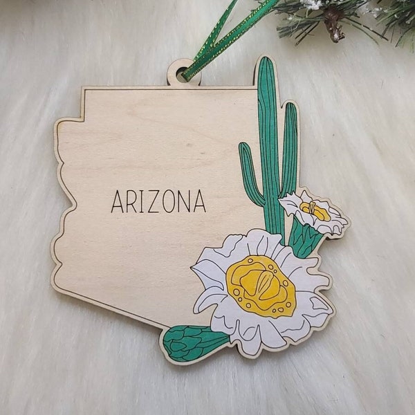 Arizona Christmas,  AZ Ornament,  Phoenix ornament,  Tucson ornament, ornament, Grand Canyon ornament, Saguaro Blossom, Arizona magnet