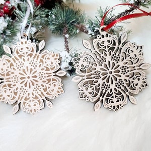 Intricate snowflake Christmas ornament, doily Christmas tree ornament, delicate snowflake ornament