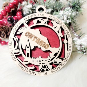 Ontario Christmas Ornament, Canada Christmas Ornament,  Toronto Christmas ornament, Canada ornament, Canadian province ornament,