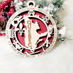 Quebec Christmas Ornament, Canada Christmas Ornament,  Montreal Christmas ornament, Canada ornament, Canadian province ornament,