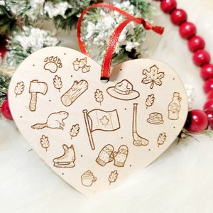 Canada heart icons ornament, Canadian doodle ornament, travel ornament, Toronto Banff magnet, Canada magnet