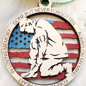 In memory of soldier ornament, Veteran Military Ornament,  ornament, soldier ornament, patriotic ornament, memorial ornament,