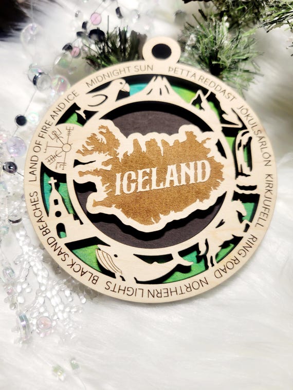 Iceland Christmas Ornament, Iceland travel Ornament,  Reykjavik ornament