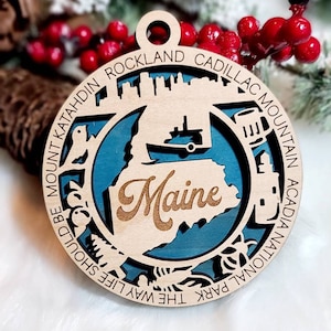 Maine Christmas Ornament, Maine Ornament,  ME ornament, Bangor ornament, The Pine Tree State