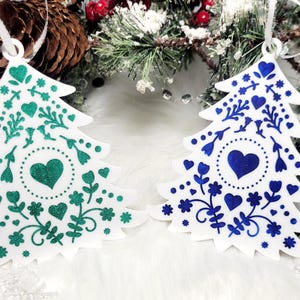 Hand-painted Nordic Christmas Tree ornament, Scandinavian Christmas Tree ornament, Folk art Christmas Tree ornament, Christmas Tree ornament