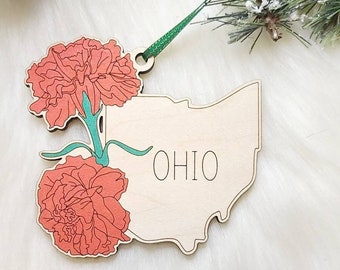 Adorno de Navidad de Ohio, Adorno de OH, Adorno de Columbus, Adorno de vacaciones de Ohio, Adorno del estado de Buckeye, Imán de Ohio, Regalo de Ohio,