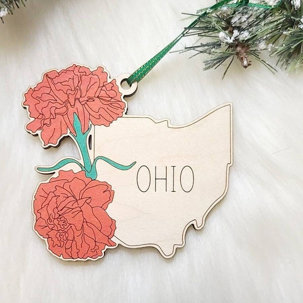 Ohio Christmas Ornament,  OH Ornament,  Columbus ornament,   Ohio vacation ornament, Buckeye state ornament, Ohio magnet, Ohio gift,