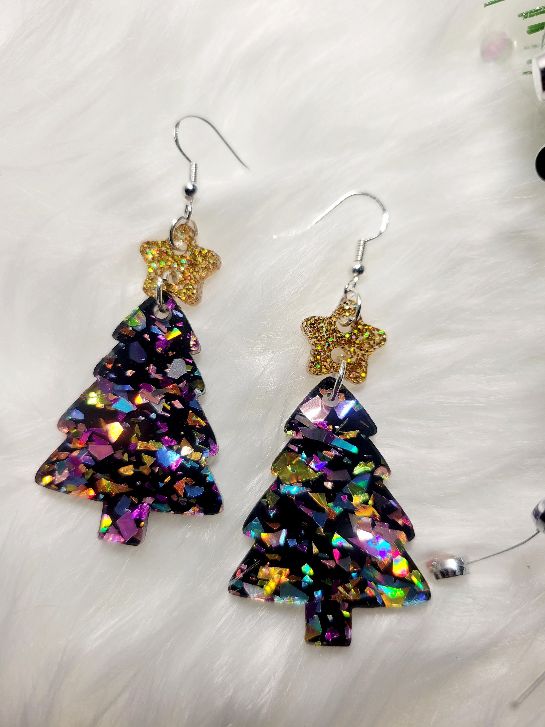 Cadeaux De Noel Pour Femme Fdsmall Ensemble De Boucles D'oreilles Et Collier En Forme De Sapin De Noël, Boucles D'oreilles Colorées à L'huile Pour Sapin De Noël, Bijoux De Noël Pour Fête