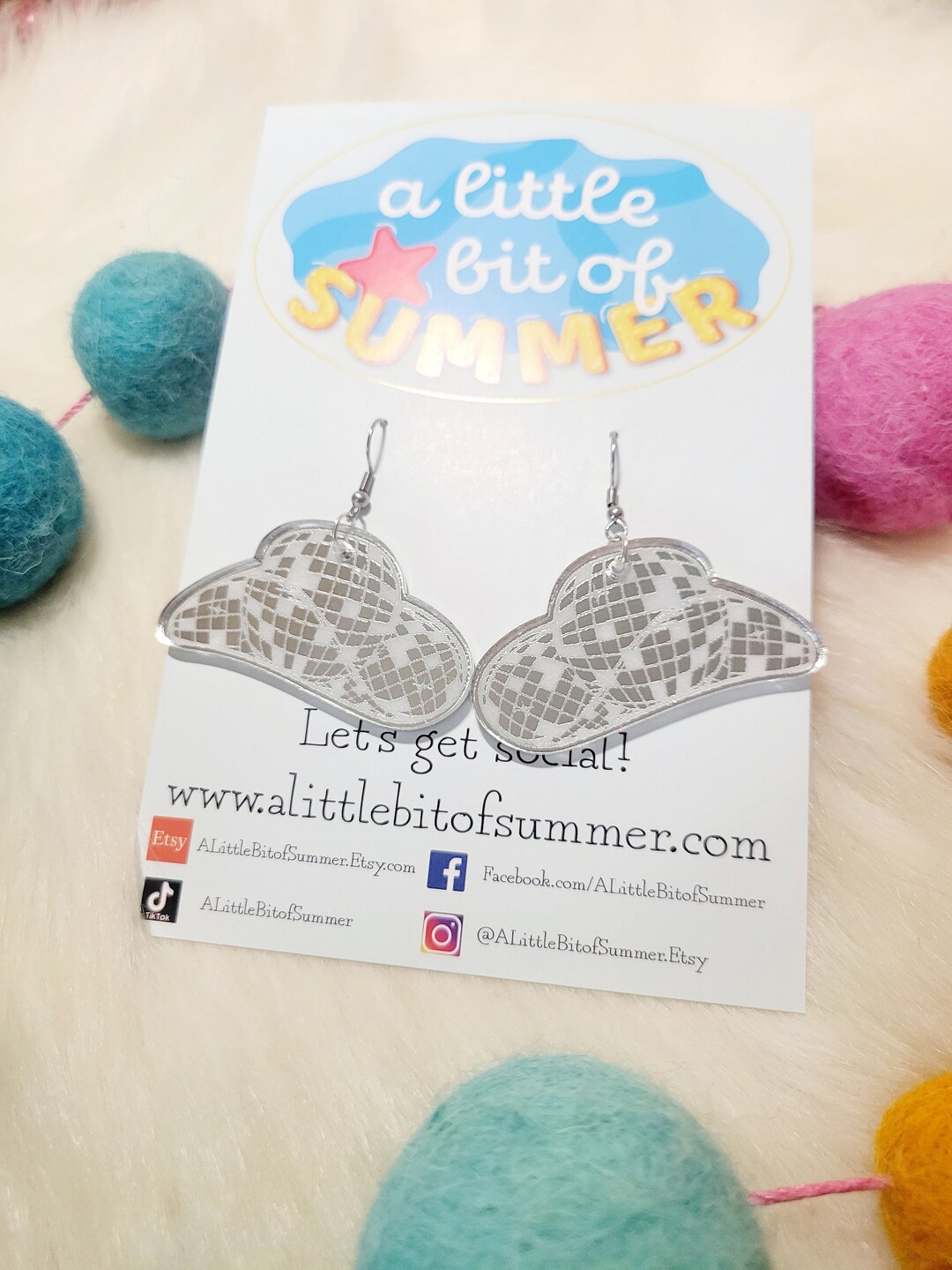 Disco Ball Cowboy Hat Earrings Disco Ball Hat Earrings Disco Etsy