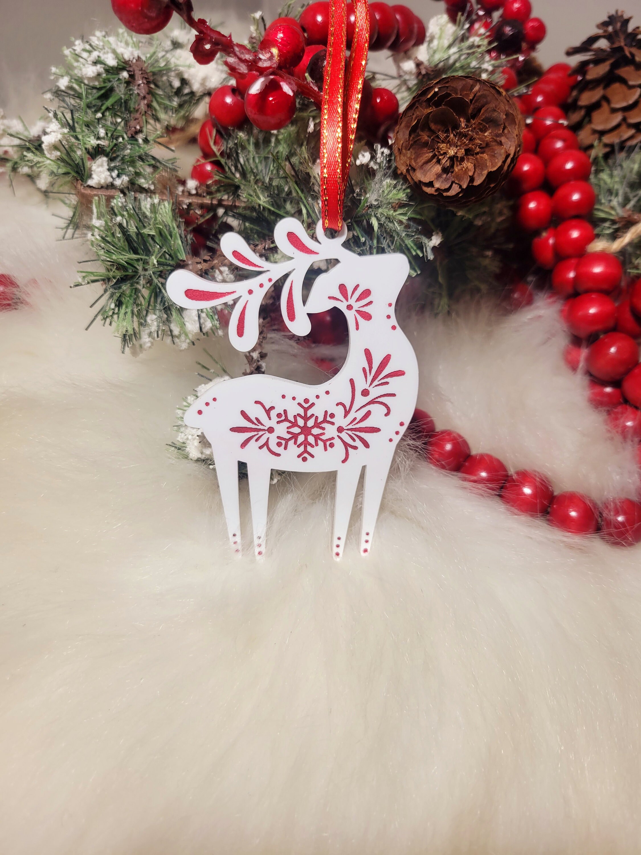 手描きの北欧クリスマストナカイ飾り、スカンジナビアのクリスマス