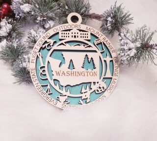 Weekino Ornamento Albero Di Natale Mount Rainier Seattle: Souvenir In Ceramica 7,2 Cm Con Corda E Sacchetto!