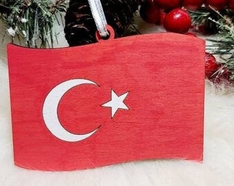 トルコの手を振る旗の手描きの飾り、トルコの飾り、旅行の飾り 