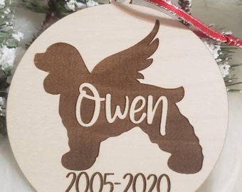 Cocker spaniel Memorial dog ornament, dog ornament, Christmas ornament,  personalized dog ornament, dog loss gift, dog angel, rainbow bridge
