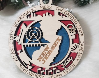 New Jersey Christmas Ornament,  NJ Ornament,  the Garden state  ornament,   The Bricks ornament,  New Jersey vacation ornament,