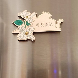 Virginia magnet,  VA magnet,  Richmond magnet, Flowering Dogwood, Virginia ornament, Virginia gift, Virginia souvenir