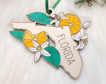 Florida flowerChristmas Ornament, Florida Ornament,  Orlando ornament, beach ornament, Sunshine state ornament, orange blossom, magnet