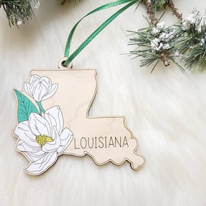 Louisiana Christmas Ornament,  LA Ornament,  Louisiana ornament,   NOLA vacation ornament, Bayou state ornament, Magnolia, Louisiana magnet