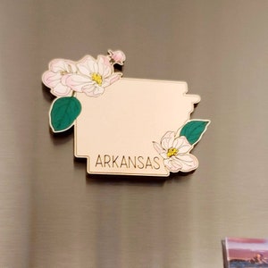 Arkansas magnet,  AR magnet,   State magnet, Apple Blossom state flower, Arkansas ornament