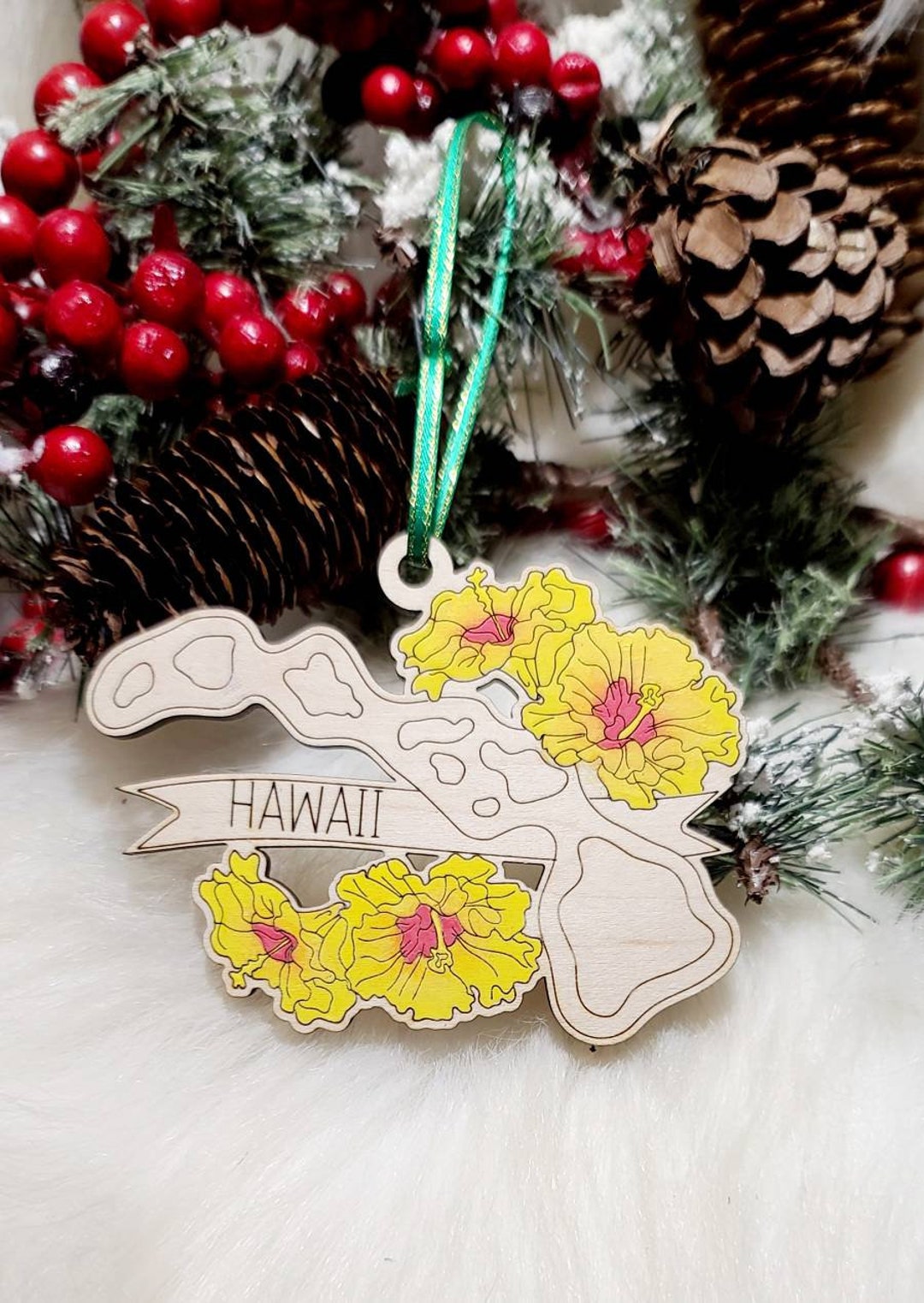 Hawaii Flower Christmas Ornament Hawaii Magnet HA Ornament - Etsy