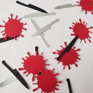 Blood splatter confetti, Murder Mystery confetti, Friday the 13th party, Halloween party, horror party, Horror confetti image 6