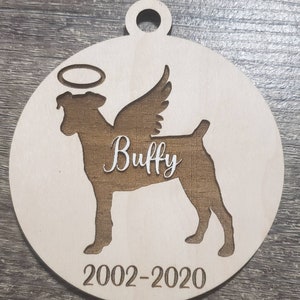 Pet Memorial ornament, dog ornament, Christmas ornament,  personalized dog ornament, cat loss gift, dog angel, rainbow bridge ornament,