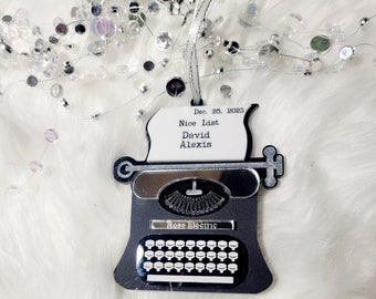 Personalized vintage looking typewriter ornament, Santa's nice list ornament,  book lovers gift, letter from Santa,  2023 Ornament