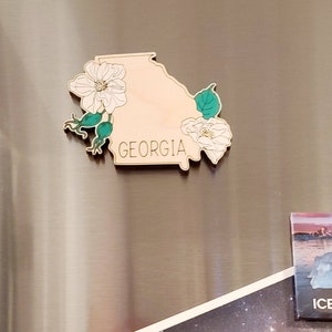 Georgia magnet,  GA magnet,    State Ornament, Cherokee Rose state flower, state magnet, Georgia ornament