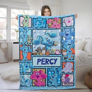 Spersonalizowany kocyk z nazwą Blues Clues, niestandardowy kocyk dla dziecka, kocyk urodzinowy Blues Clues, prezent dla dzieci