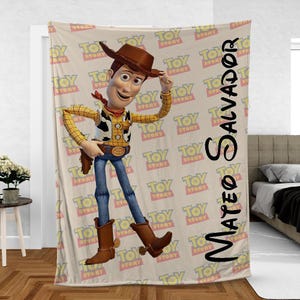 Coperta personalizzata con nome di Toy Story, coperta con nome personalizzato dei personaggi, coperta regalo del film dei cartoni animati, coperta con personaggio, coperta in pile con giocattolo