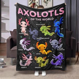 Cartoon Axolotl-fleecedeken, deken voor tekenfilmliefhebbers, warme dutjedeken voor thuis