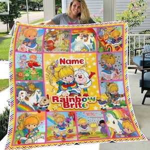 Aangepaste naam Rainbow Brite fleecedeken, doos verjaardagscadeau, verjaardagscadeaus voor kinderen