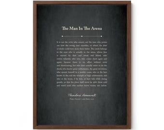 Mannen i arenan utskrivbar – Theodore Roosevelt citatposter, motiverande väggkonst, digital nedladdning