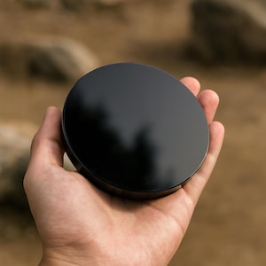 Svart obsidianspegel, skrivspegel, svart obsidianskrivplatta, obsidiancirkelskiva, kristallplatta för dekoration