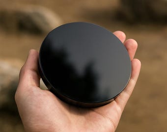 Miroir en obsidienne noire, miroir de divination, plaque de divination en obsidienne noire, disque circulaire en obsidienne, plaque en cristal pour décoration