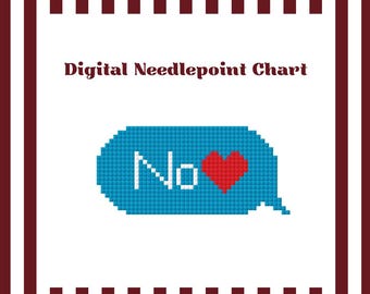 No *red heart* - Needlepoint Chart Digital Download