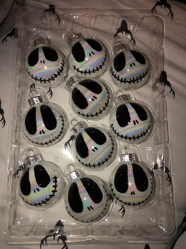 Jack skellington inspired ornaments Nightmare before Christmas inspired ornaments All one face NBC. set of 8