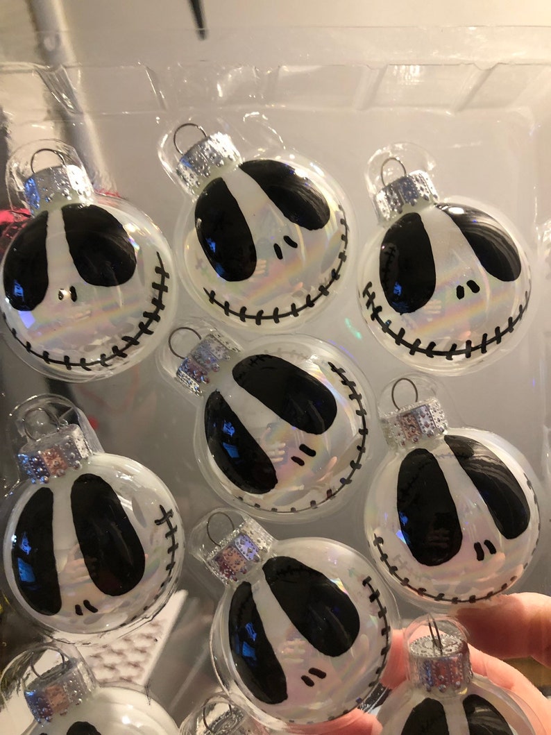 Jack skellington inspired ornaments Nightmare before Christmas inspired ornaments All one face NBC. set of 8