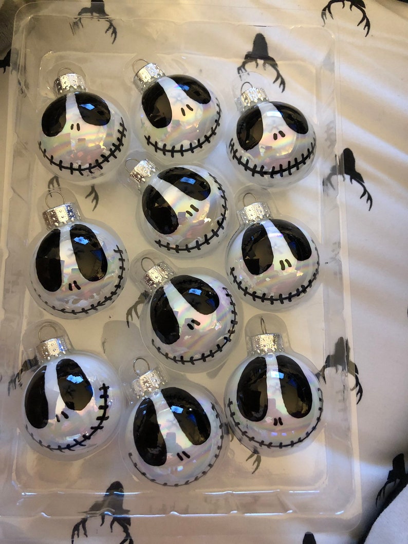 Jack skellington inspired ornaments Nightmare before Christmas inspired ornaments All one face NBC. set of 8