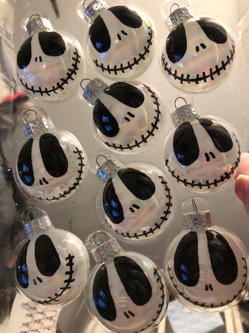 Jack skellington inspired ornaments Nightmare before Christmas inspired ornaments All one face NBC. set of 8