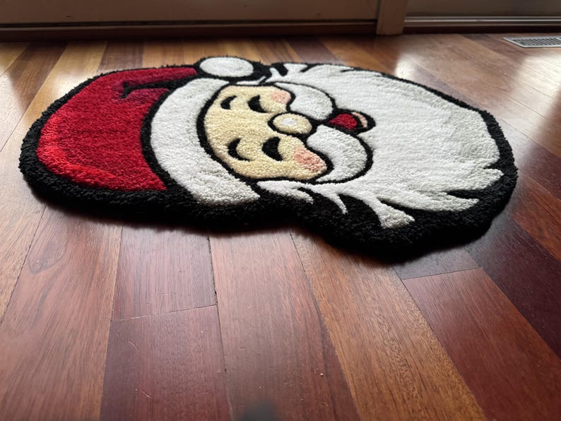 Handmade Tufted Santa Rug – Christmas Decor | Holiday Wall Hanging or ...