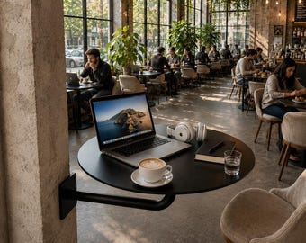 Modern Cafe Wall Mounted Table | Minimalist Metal Bistro Design