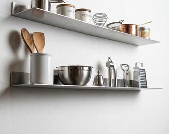 Floating Metal Shelf, Modern Minimalist Kitchen Storage, Bathroom Organizer