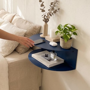 Wall Mounted Nightstand, Floating Bedside Shelf, Modern Metal Bedside Table, Minimalist Bedroom Storage