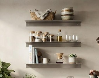 Minimalist Stainless Steel Floating Shelf, Modern Kitchen and Bathroom Wall Storage
