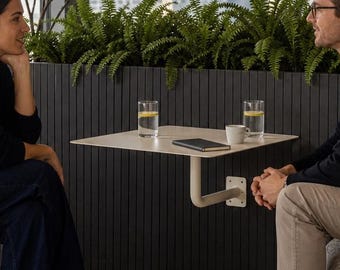 Wall Mounted Steel Table, Modern Space Saving Cafe Dining Desk, Custom Size