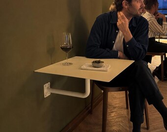 Wall Mounted Cafe Table, Powder Coated Steel Bistro Table, Space Saving Design