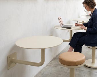 Minimalist Wall Mounted Bistro Table | Steel Cafe Table | Custom Made Furniture
