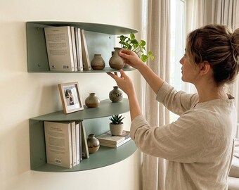 Metal Corner Shelf, Floating Wall Organizer, Modern Minimalist Storage