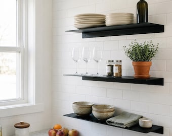 Handmade Steel Floating Shelf, Modern Minimalist Wall Storage, Kitchen Bathroom Decor
